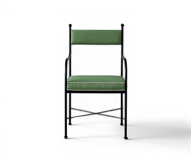 Florentine Iron with upholstery Outdoor Dining Chair
