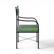 Florentine Iron with upholstery Outdoor Dining Chair