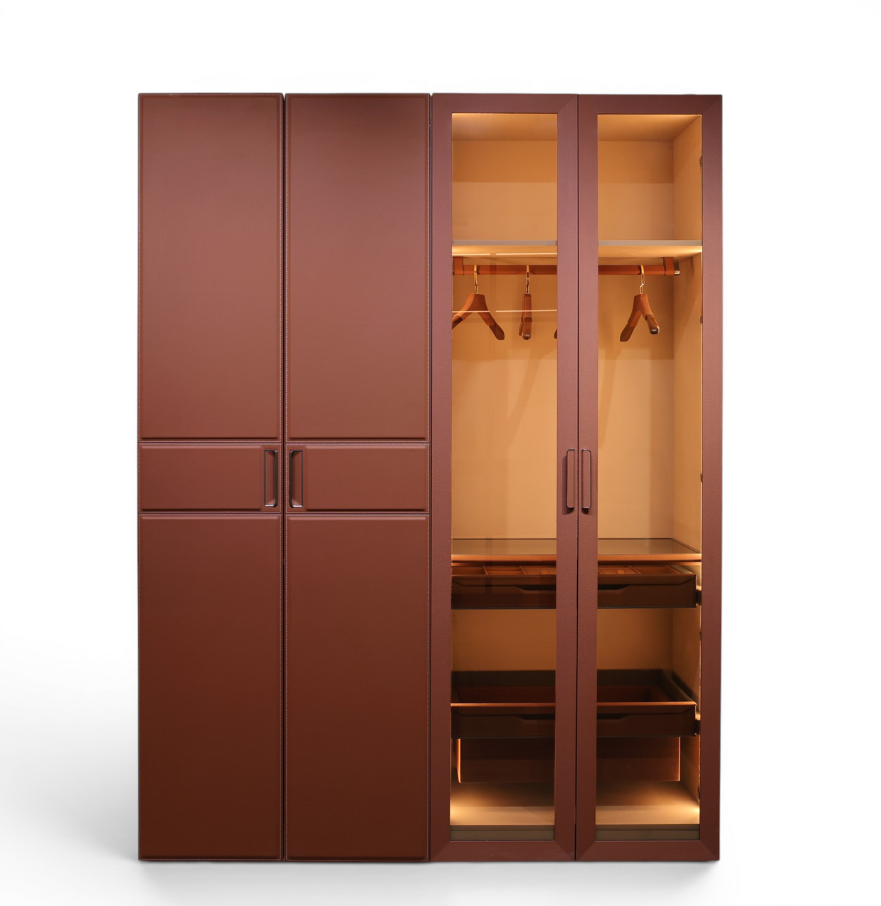 Verona Leather-Wrapped Glass Wardrobe