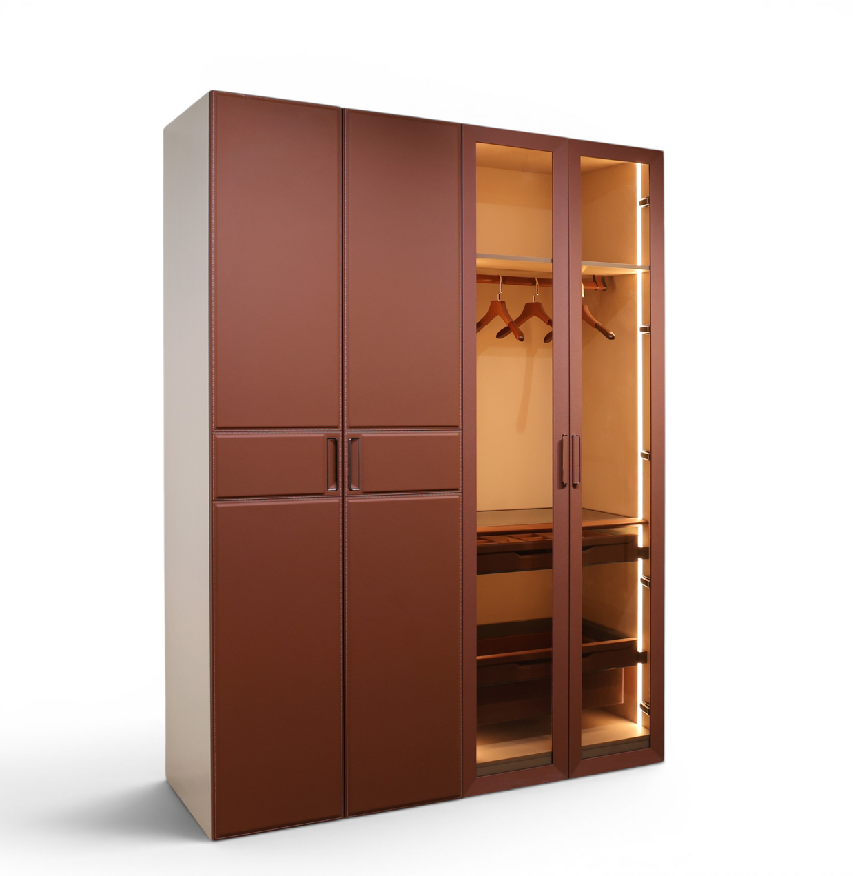 Verona Leather-Wrapped Glass Wardrobe