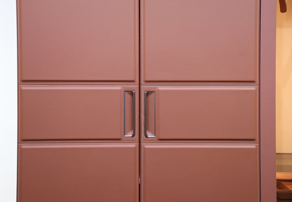 Verona Leather-Wrapped Glass Wardrobe