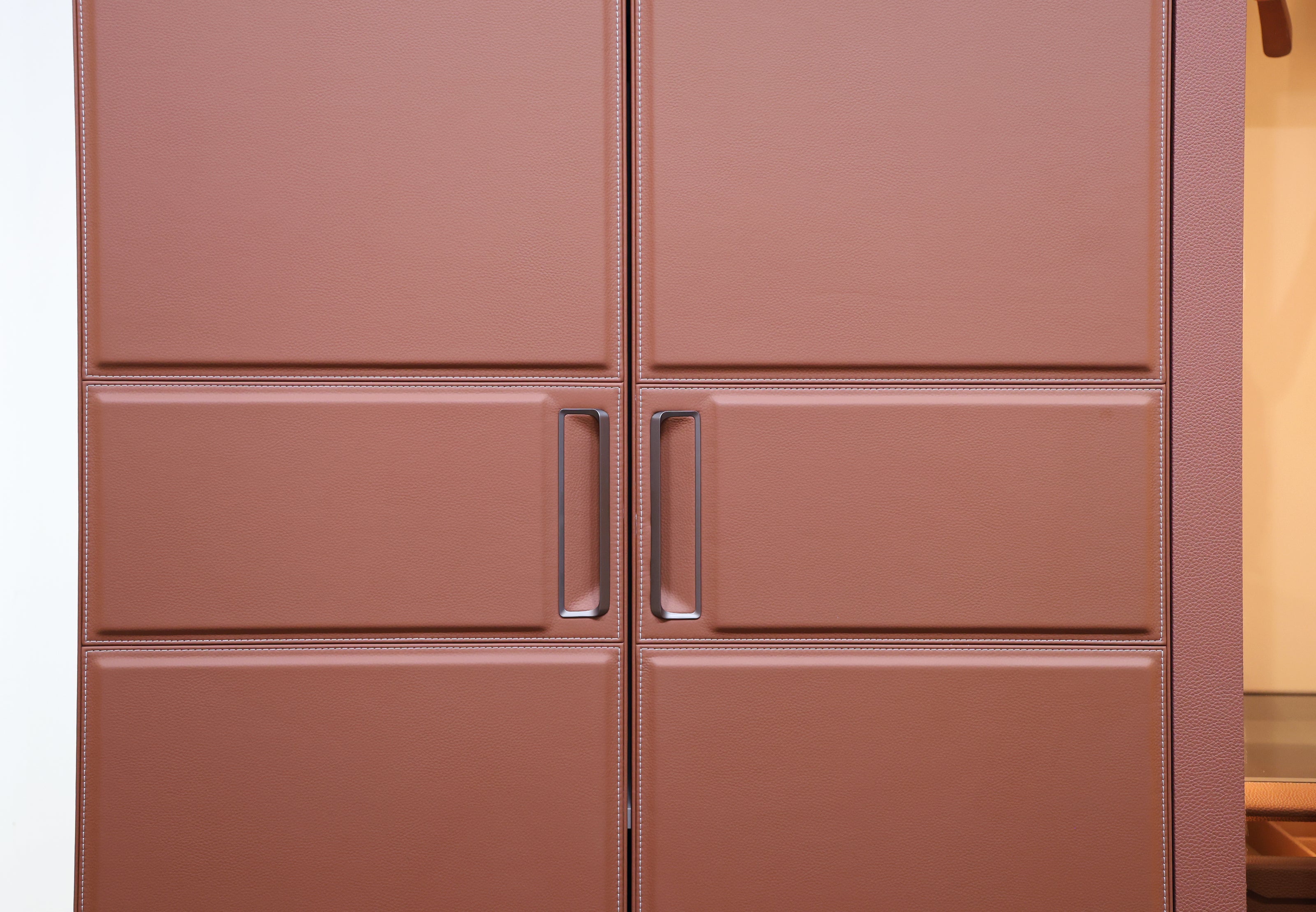 Verona Leather-Wrapped Glass Wardrobe