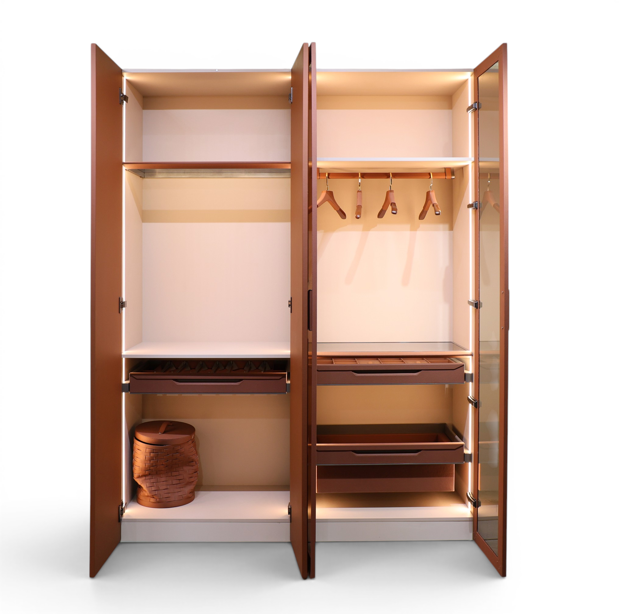Verona Leather-Wrapped Glass Wardrobe