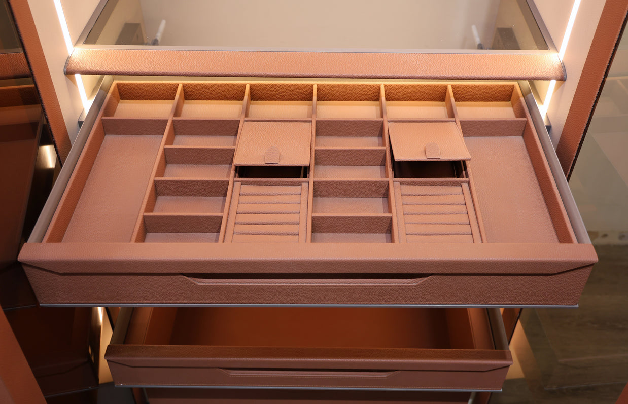 Verona Leather-Wrapped Glass Wardrobe