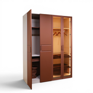 Verona Leather-Wrapped Glass Wardrobe