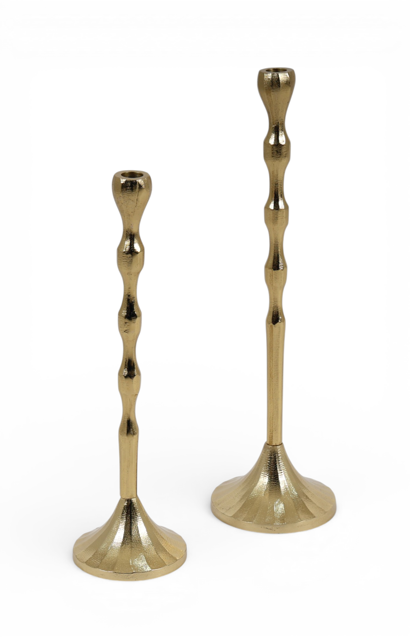 Sculpted Wave Gold Candle Holders