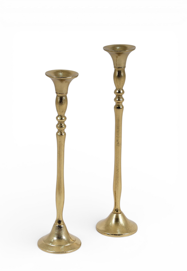 Flared Top Gold Candle Holders