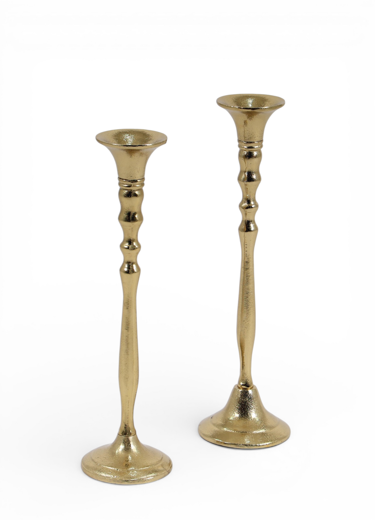 Classic Chalice Beaded Brass Candle Stand Set