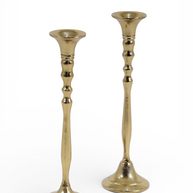 Classic Chalice Beaded Brass Candle Stand Set