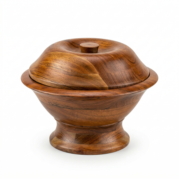 RegalHaven Wooden Storage Bowl with Lid
