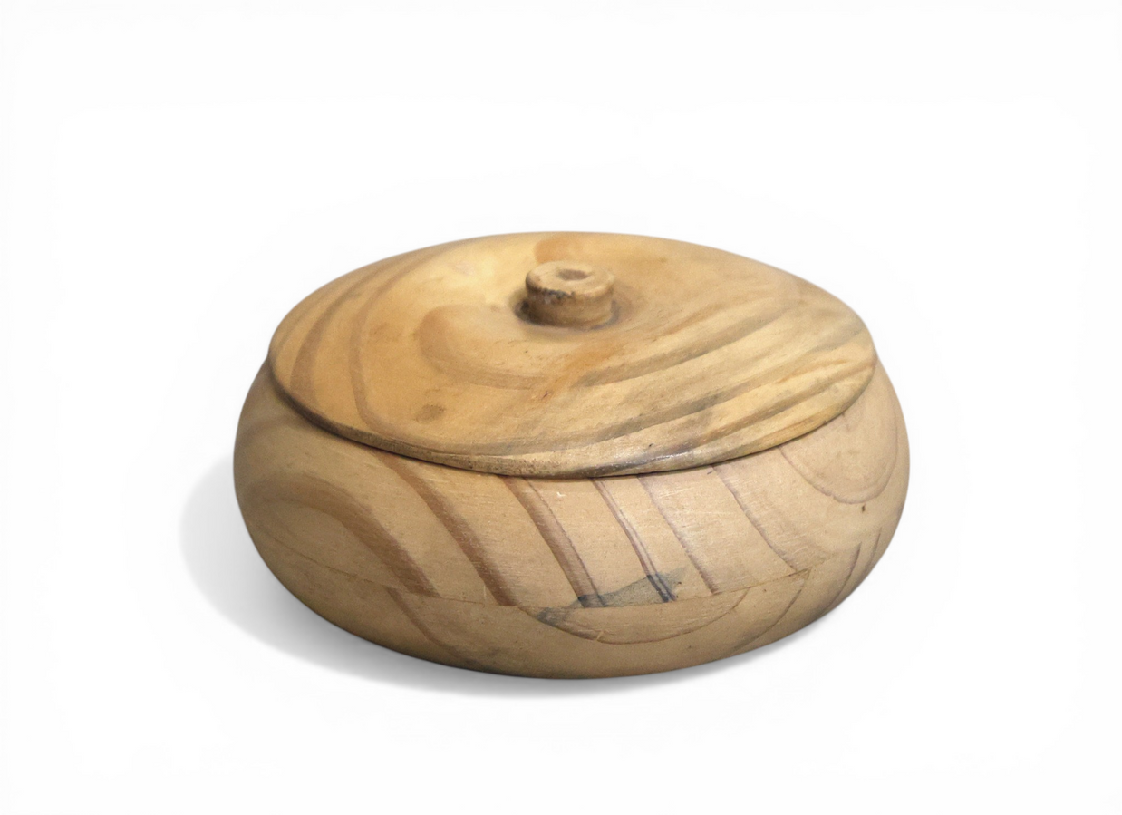 Rustic Wooden Storage Bowl with Lid