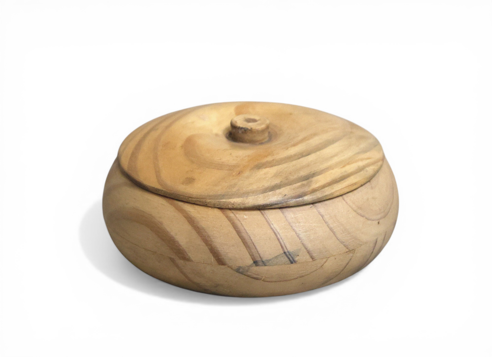 Rustic Wooden Storage Bowl with Lid