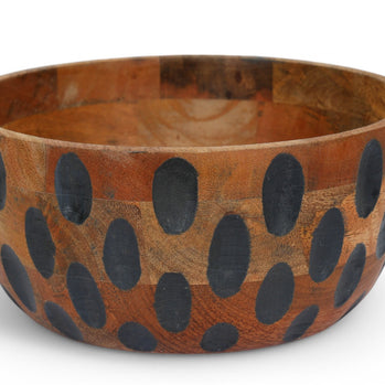 Polka Dot Wooden Serving Bowl