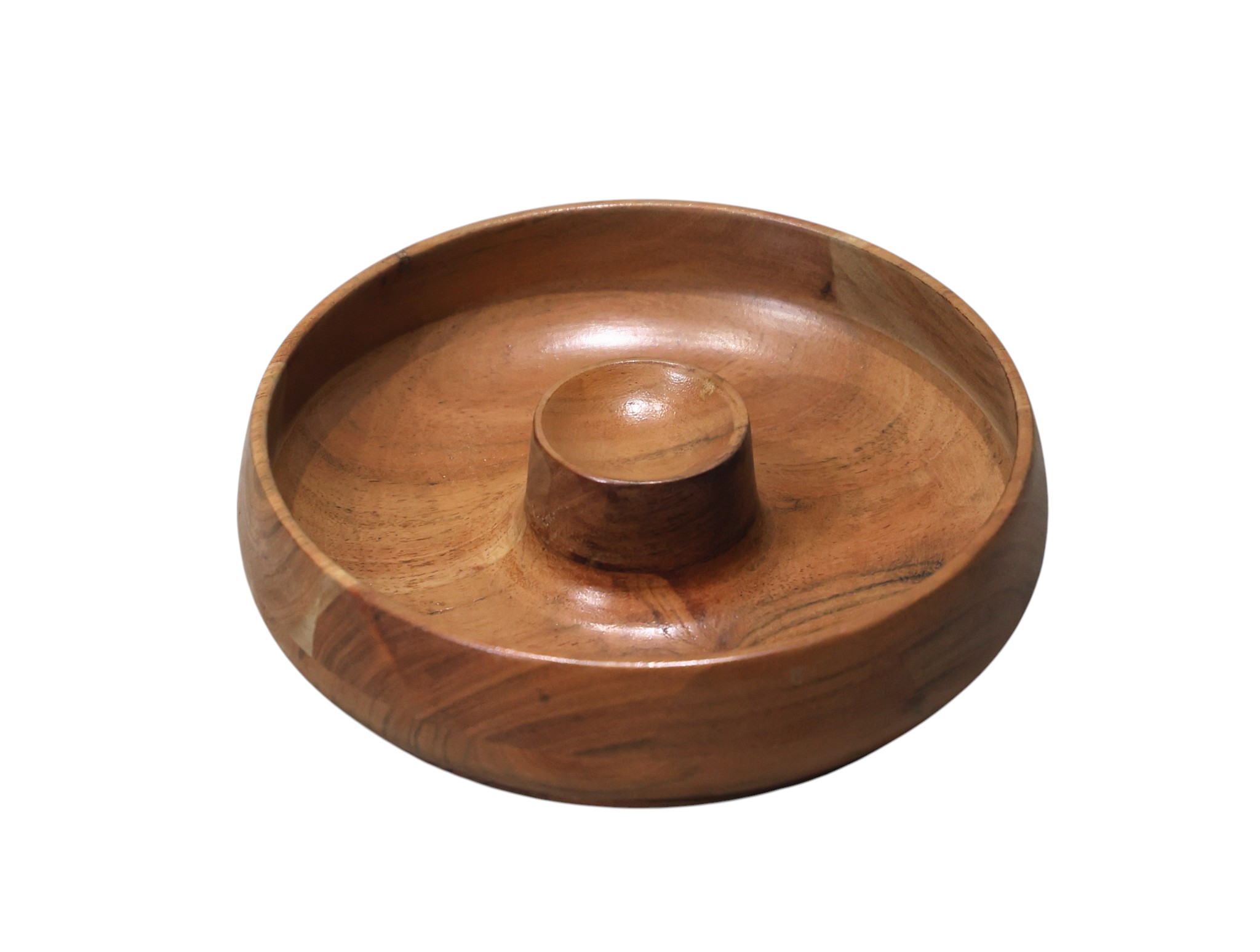 Wooden Snack Serving Tray with Center Holder
