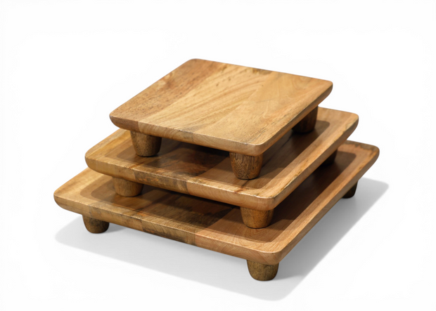 Wooden Display Stand Set ( Set Of Three )