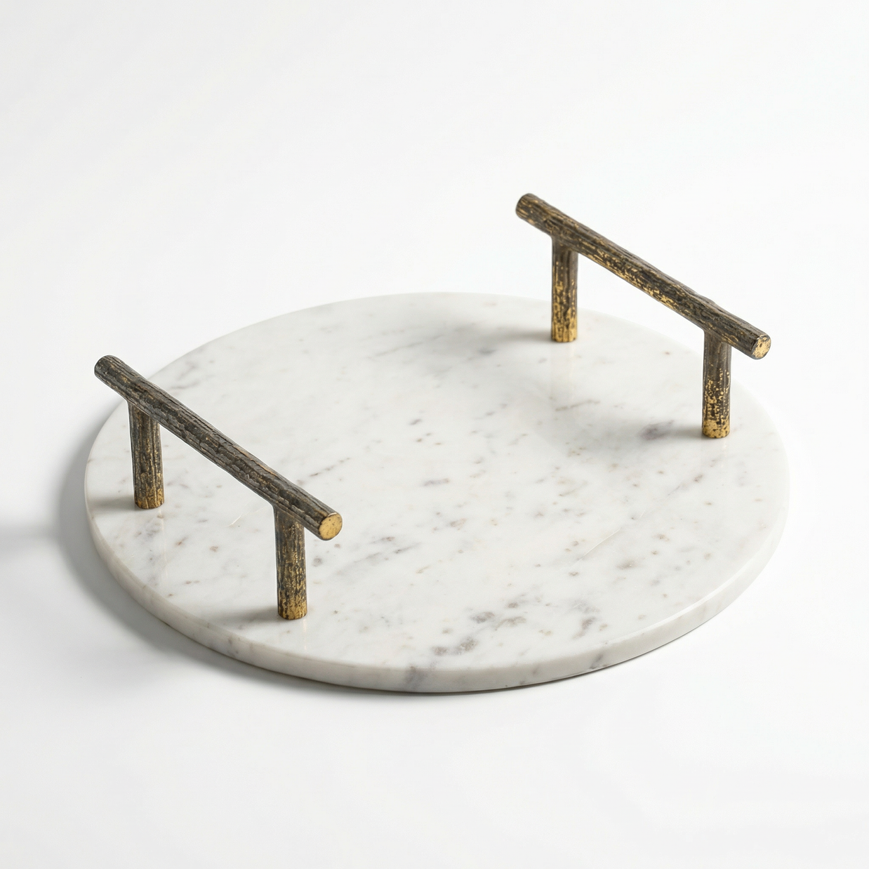 Marble Serving Tray with Metal Handles