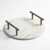 Marble Serving Tray with Metal Handles