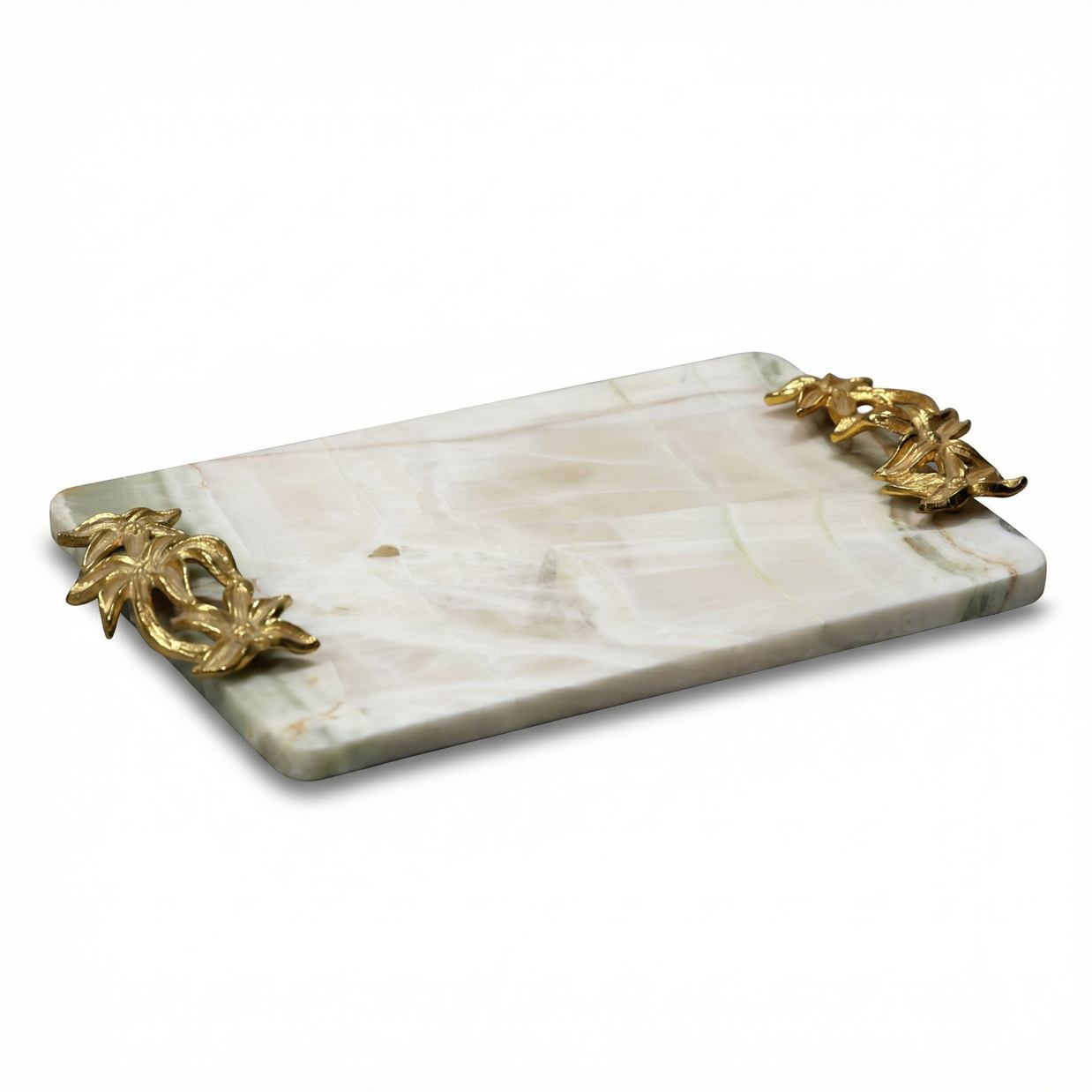 Luxury Marble Serving Tray with Decorative Handles