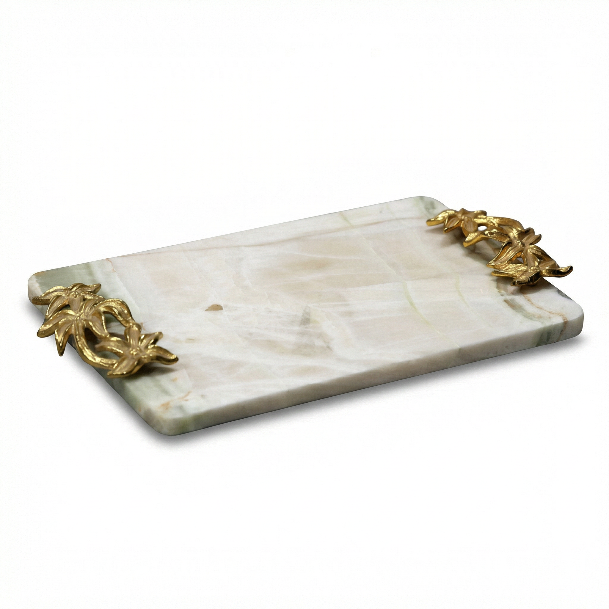 Luxury Marble Serving Tray with Decorative Handles