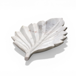 White Marble Leaf Decorative Tray