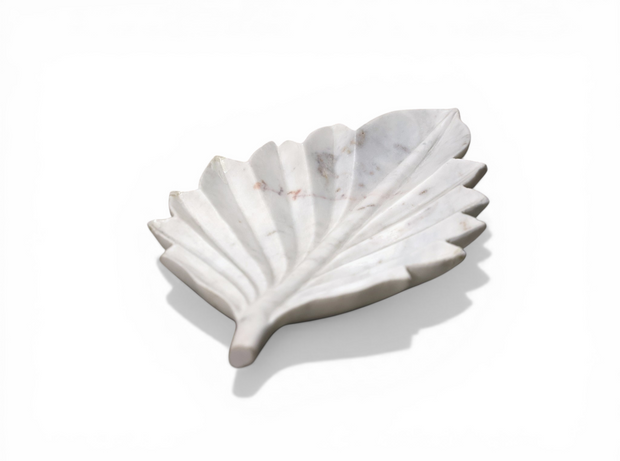 White Marble Leaf Decorative Tray