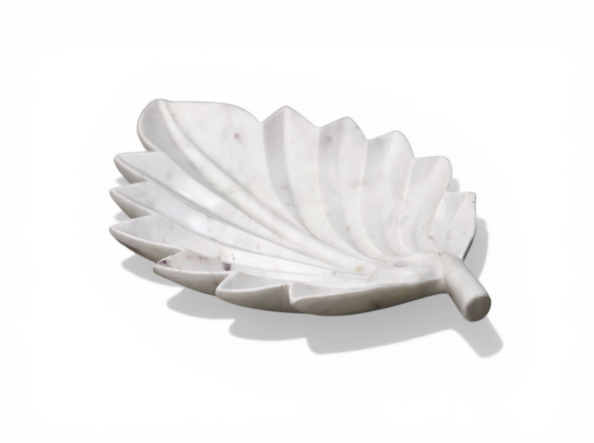 Sculpted Marble Leaf Platter