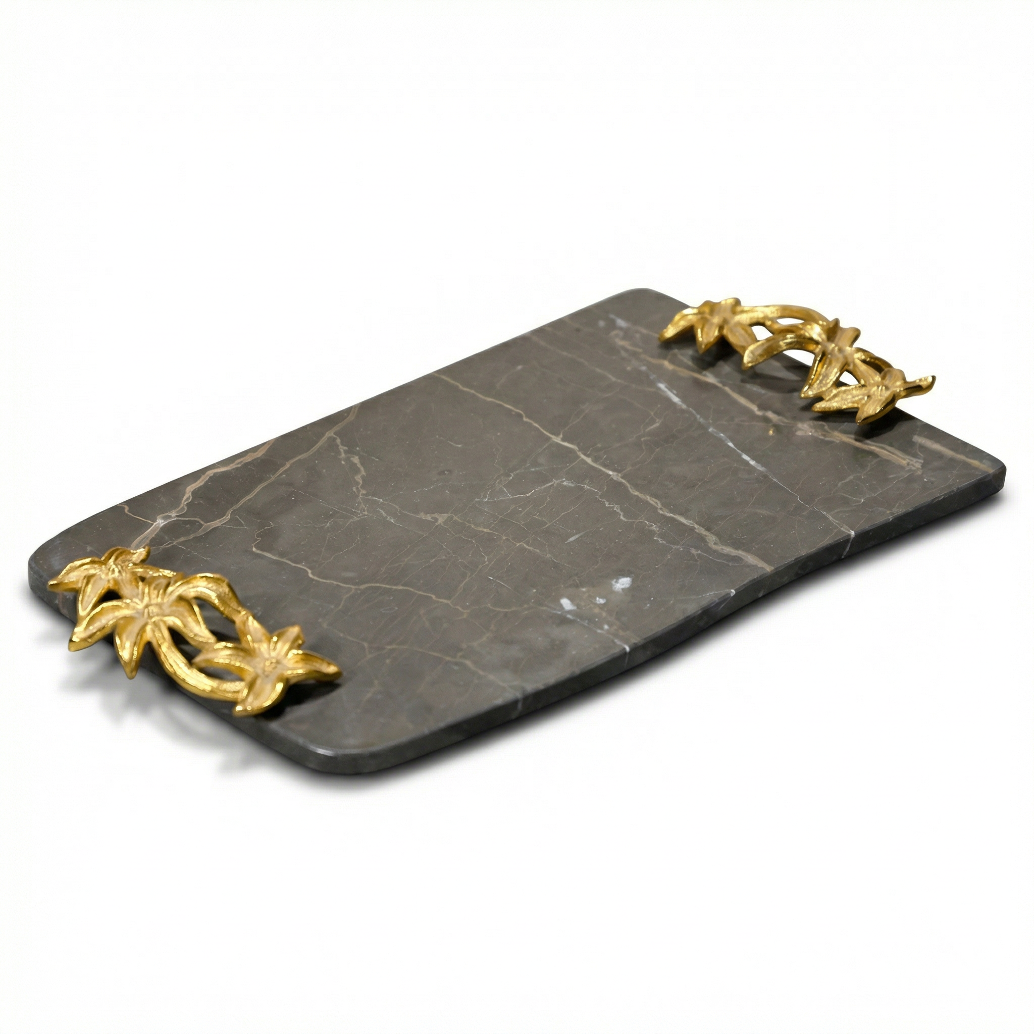 Luxury Marble Serving Tray with Gold Handles