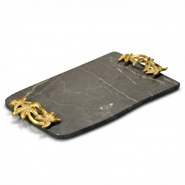 Luxury Marble Serving Tray with Gold Handles
