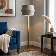 Lumina Quilted Leather & Metal Floor Lamp