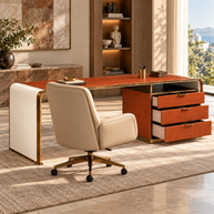 Aureven Leatherette Strap Executive Desk
