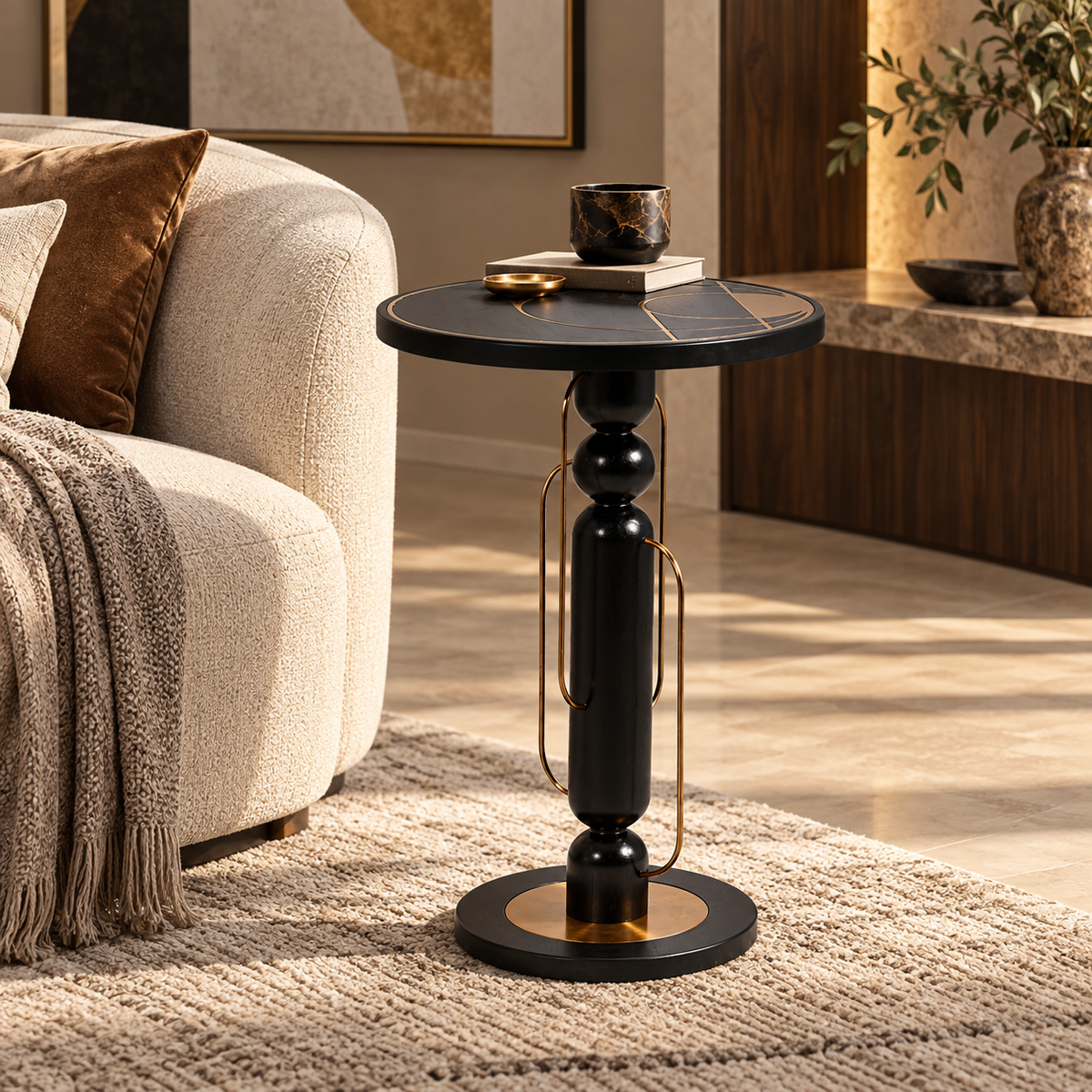 Arcadia Black & Gold Luxury Side Table