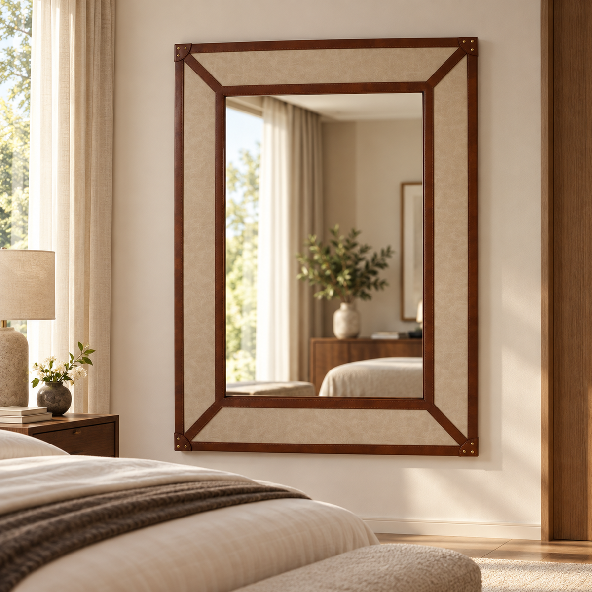 Marlowe Leather-Framed Wall Mirror