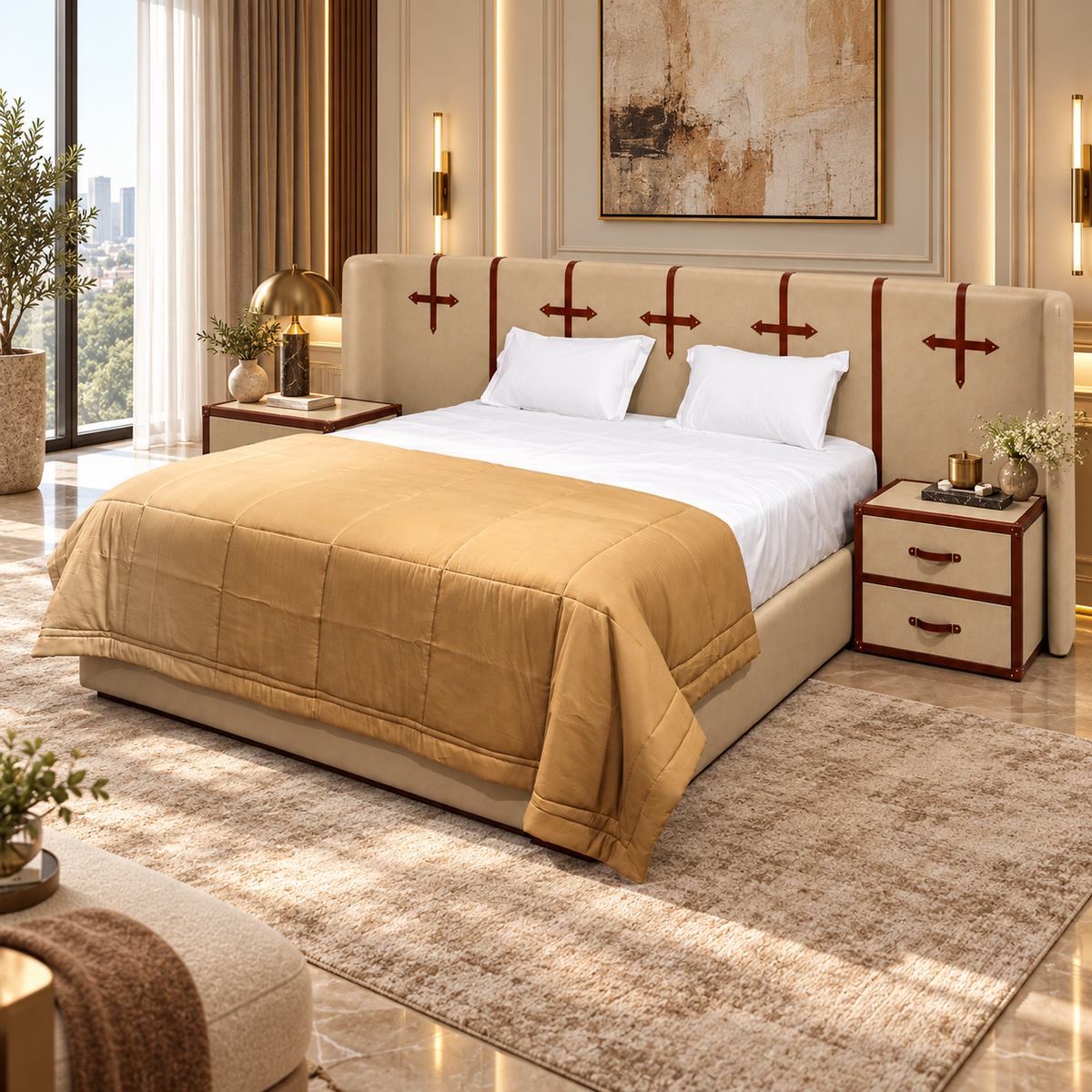 Marlowe Leatherette Strap Heritage Bed
