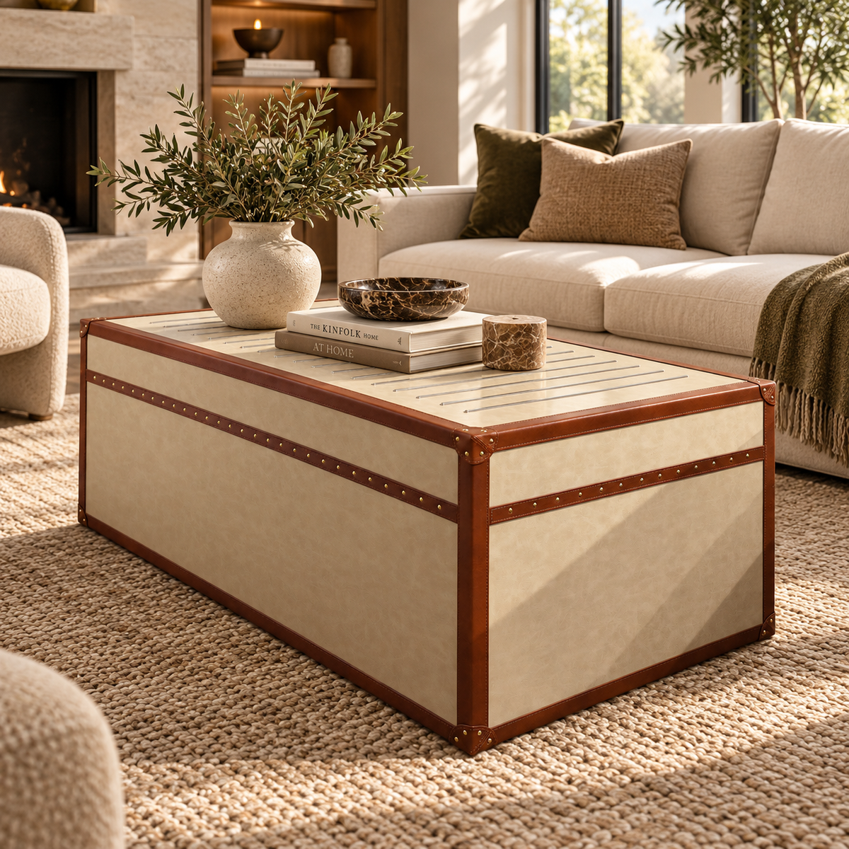 Marlowe Leatherette Strap Coffee Table