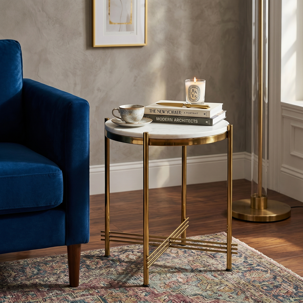 Solstice White & Gold Accent Table