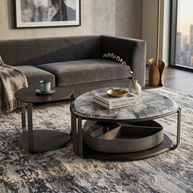 Organic Pebble Storage Coffee Table Duo