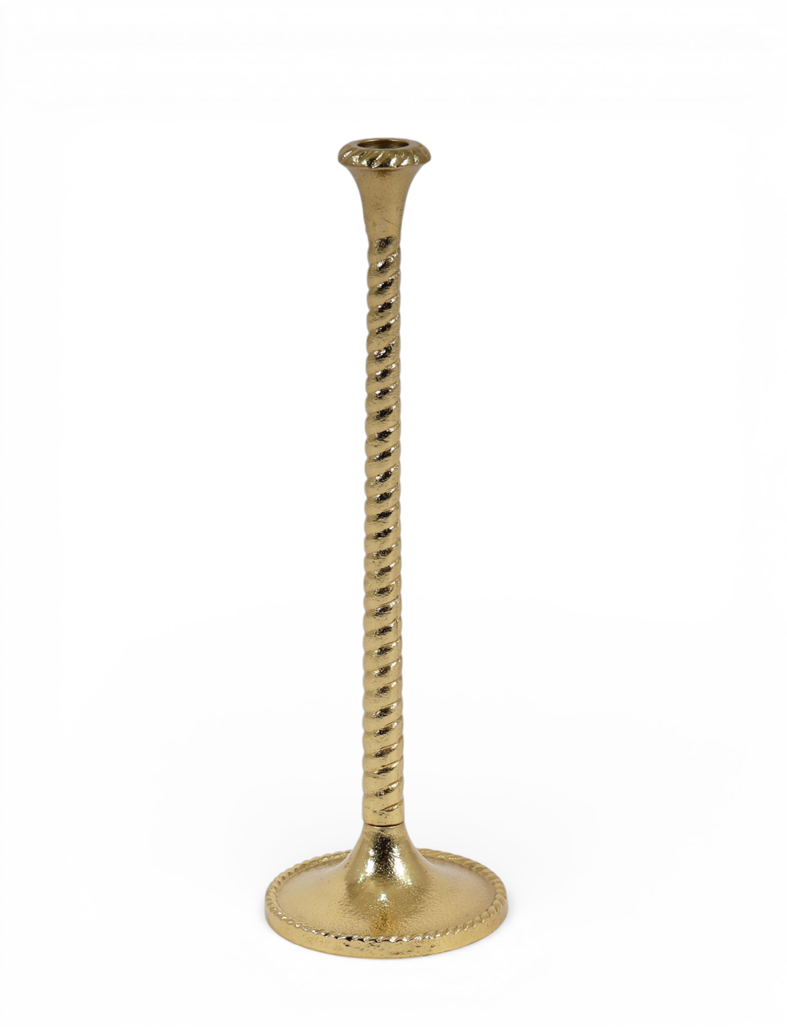 Twisted Stem Gold Candle Holder Set