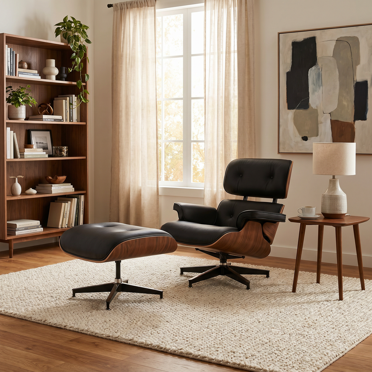 Iconic Tufted Leather Swivel Chair Set