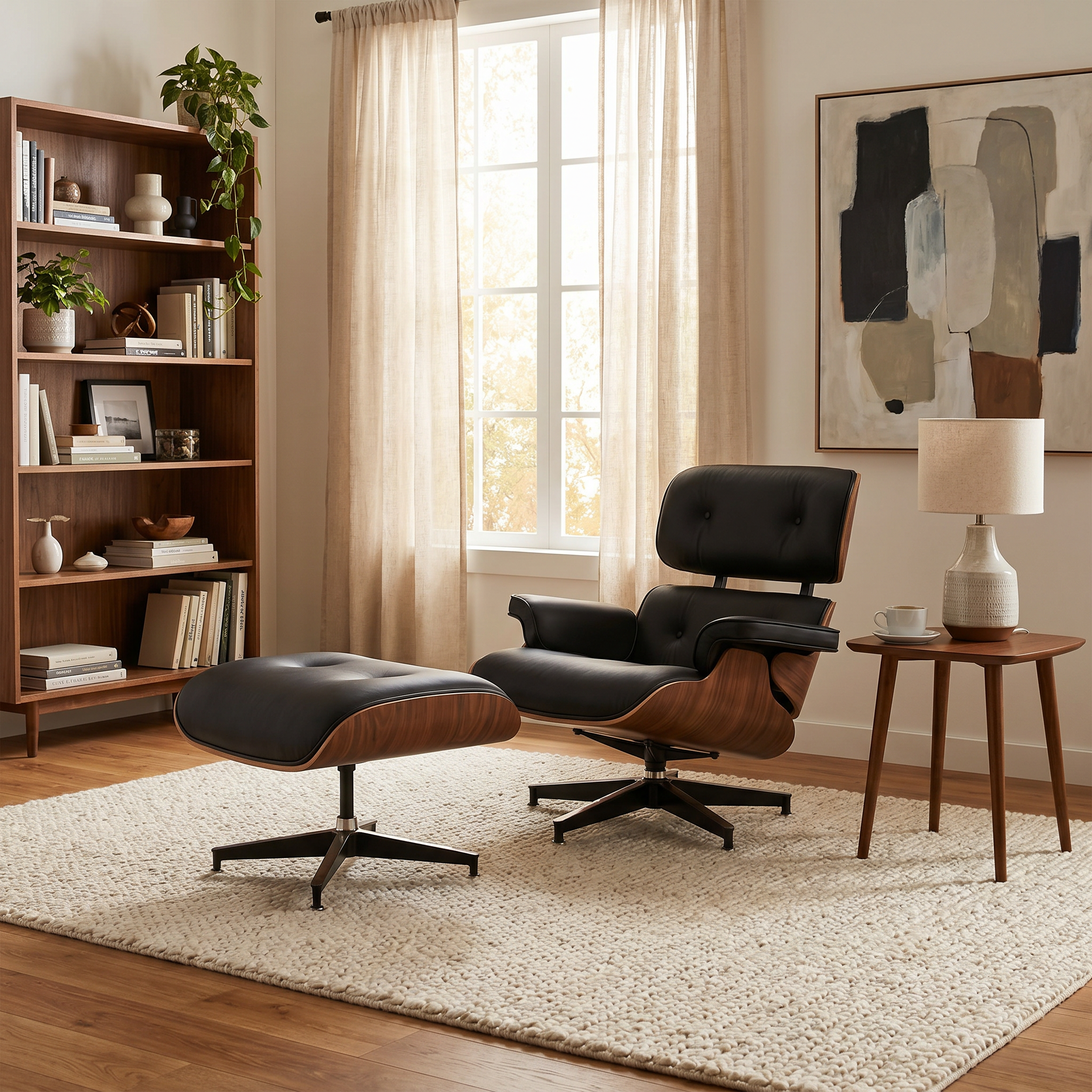 Iconic Tufted Leather Swivel Chair Set