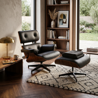 Iconic Tufted Leather Swivel Chair Set