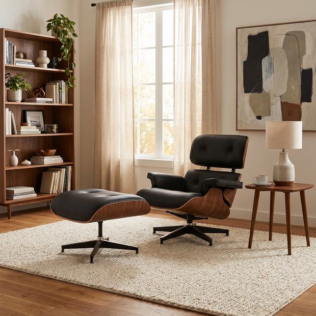 Iconic Tufted Leather Swivel Chair Set