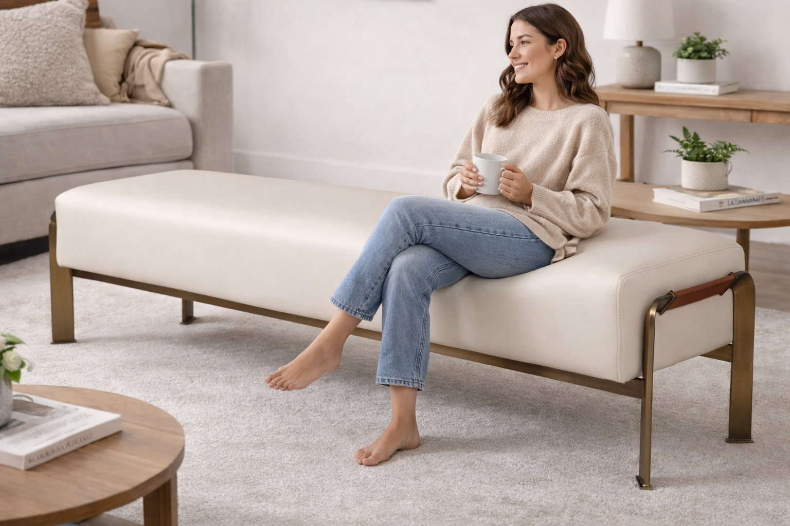 Orion Flute Upholstered Bench