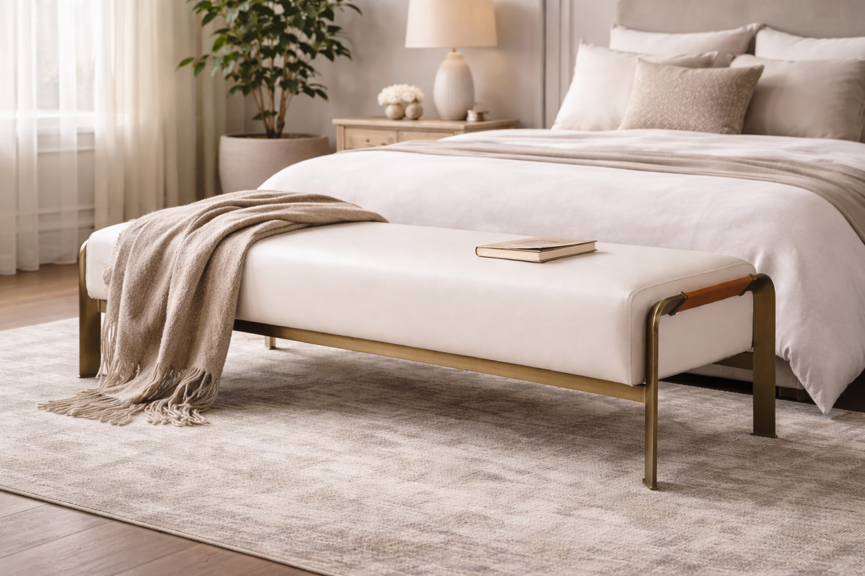Orion Flute Upholstered Bench