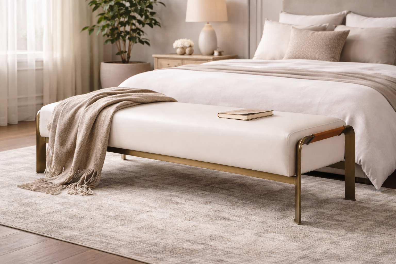 Orion Flute Upholstered Bench