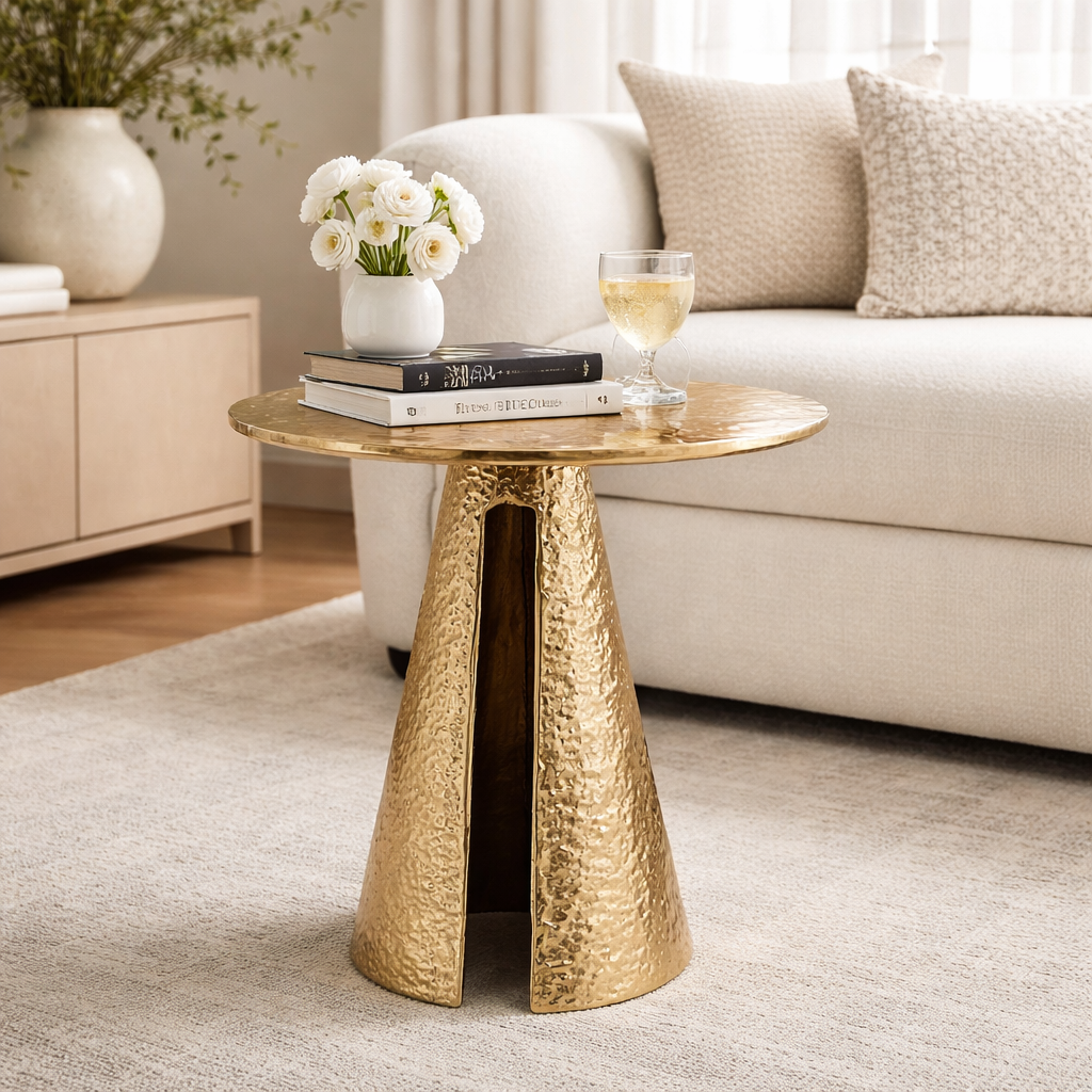 Hammered Gold Accent Table