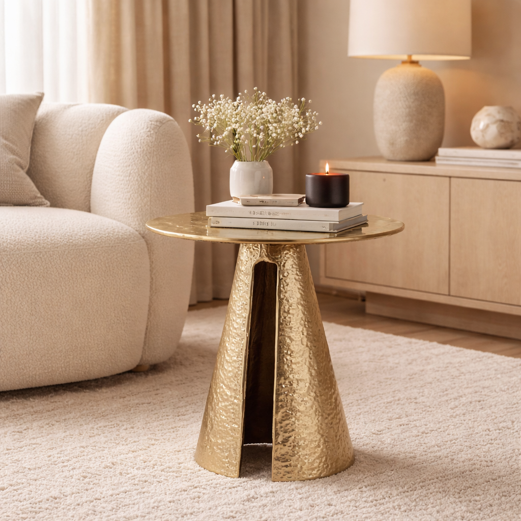 Hammered Gold Accent Table
