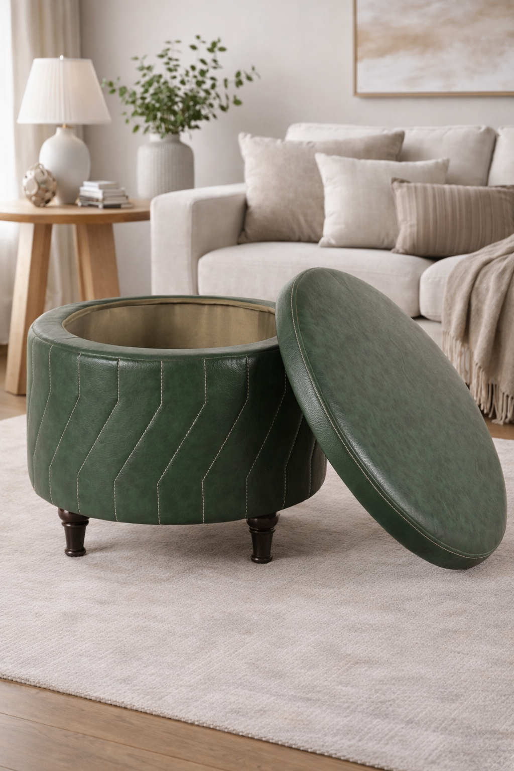 Verdant Crown Storage Ottoman