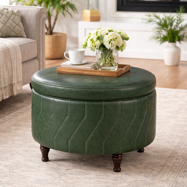 Verdant Crown Storage Ottoman