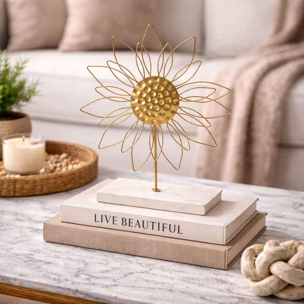 Golden Bloom Metal Sculpture