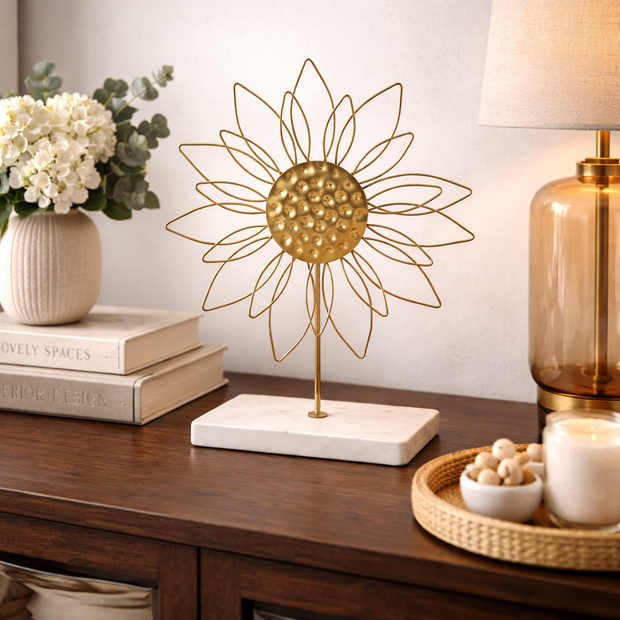 Golden Bloom Metal Sculpture